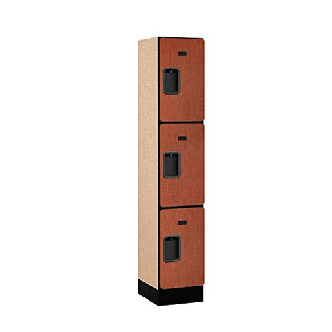 Salsbury Industries Triple Tier Designer Wood Locker, Cherry, 5' 1" x 15"