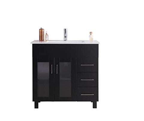 Laviva Nova 36 - Espresso Cabinet Ceramic Basin Countertop