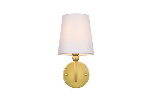 Living District Colson 1-Light Metal & Fabric Bath Sconce in Brass/White
