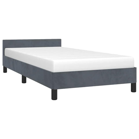 vidaXL Velvet Bed Frame Platform Bed, Scandinavian Style/Slats Support/No Box Spring Needed/Without Mattress/Easy Assembly, Dark Grey Twin Bed