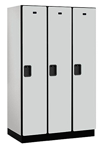 Salsbury Industries 1-Tier Extra Wide Designer Wood Locker with Three Wide Storage Units, 6-Feet High by 21-Inch Deep, Gray