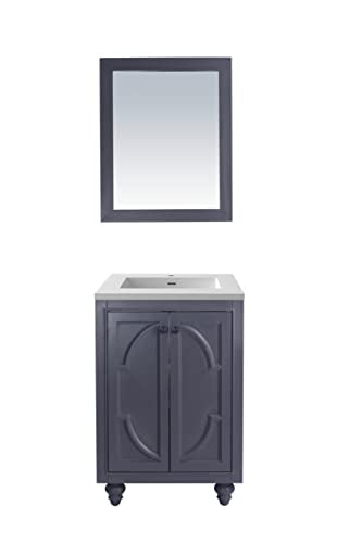 Laviva Odyssey - 24 - Maple Grey Cabinet Matte White Viva Stone Solid Surface Countertop