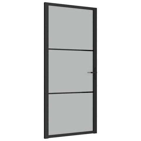 'vidaXL Interior Door with Black Matt Glass and Aluminum Frame fortifying Privacy in Office or Home 36.6"x79.3"