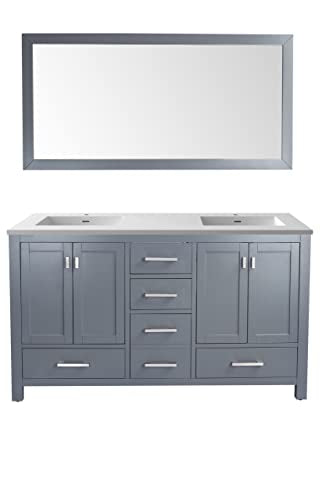 Wilson 60, Grey Cabinet Matte White Viva Stone Surface COUNTERTOP