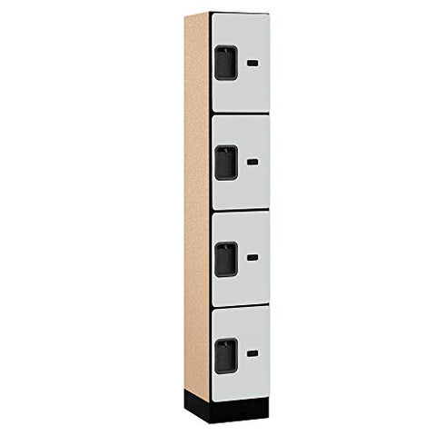 Salsbury Industries Four Tier Designer Wood Locker, Gray, 6' 1" x 15"