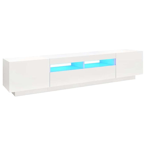 vidaXL TV Cabinet with LED Lights Home Indoor Bedroom Living Room Entertainment Center Stereo HiFi Cabinet TV Stand Furniture White 78.7"