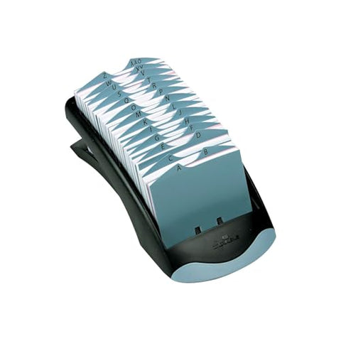 Durable Telindex Desk Address Card Holder - Includes 500 Pockets for Business Cards - Includes A-Z Index - Made from Black Plastic