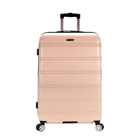 Rockland Melbourne Hardside Expandable Spinner Wheel Luggage, Champagne, Checked Large 28"
