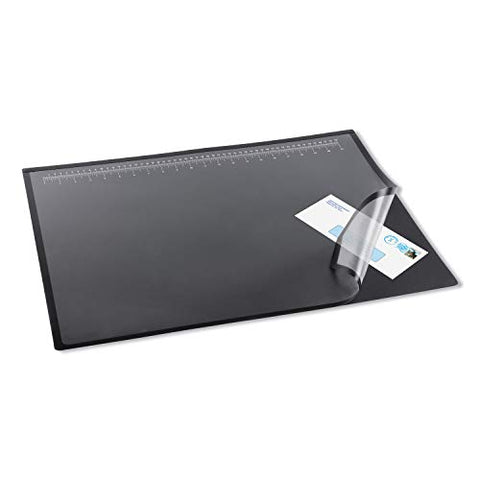Lift-Top Pad Desktop Organizer with Clear Overlay 24 x 19 Black
