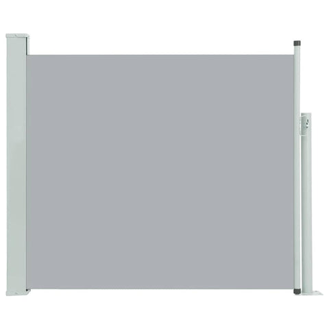 vidaXL Patio Retractable Side Awning - Gray Polyester Material with PU Coating - UV and Tear- - 39.4"x118.1" Size - Easy to Install - Automatic Roll-Back Function - Powder-Coated Iron Base