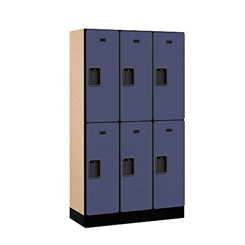 Salsbury Industries Double Tier Designer Wood Locker, Blue, 5' 3" x 15"
