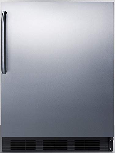 Summit Appliance AL752BKSSTB Freestanding ADA Compliant 24" Wide 5.5 Cu.Ft. All-Refrigerator for General Purpose Use with Auto Defrost, Stainless Steel Door, Towel Bar Handle and Black Cabinet