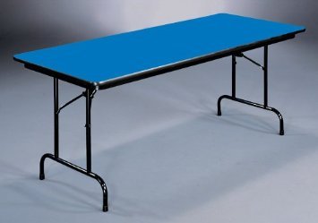 Correll 18"x60" Commercial Folding Table, Blue HP Laminate Top, Heavy 3/4" Thick Core, USA Made, Portable, Strong Steel Apron (CF1860PX-37)