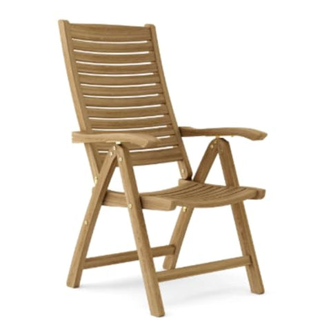 Oakestry Carina 5 Position Highback Recliner Solid Teak Adjustable Outdoor Lounge Chair Patio Garden Deck Reclining Armchair Ergonomic Comfort Weather Resistant Luxury Teak Furniture