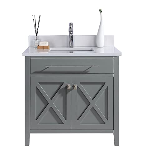 Wimbledon, 36, Grey Cabinet White Quartz Counter