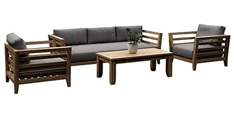 Anderson Teak Set-160 Cordoba 4-Pieces Sets Modern Teak Deep Seating, Natural