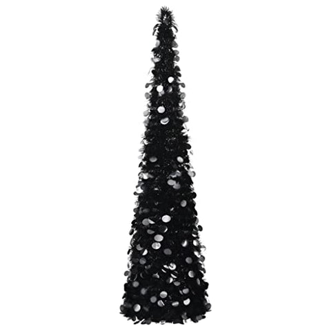 vidaXL 6ft Pop-up Artificial Christmas Tree - Stylish Black PET - Ideal for Indoor and Outdoor - Eco-Friendly, Lightweight, Easy to Store