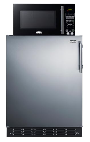 Summit Appliance MRF6BK2SSALHD Microwave/Refrigerator Combination with Allocator; Combo Includes FF6BK2SS All-refrigerator, and SM903BSA1 Microwave; 5.5 cu.ft Capacity; Automatic Defrost; LHD Swing