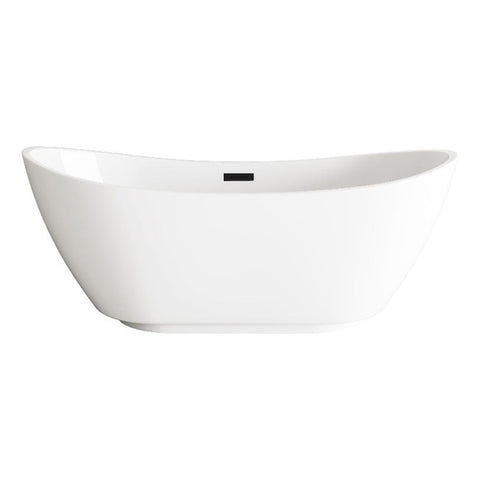 Elegant Kitchen And Bath 62" Soaking Bathtub In Glossy White With Matte Black