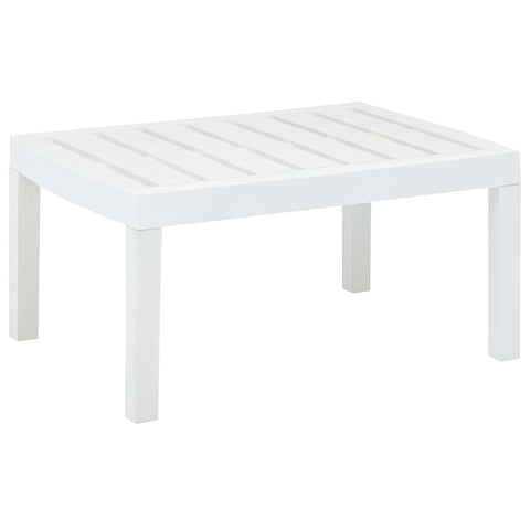 vidaXL White Patio Table - Plastic Outdoor Lounge Table - Lightweight, Weather-, Easy-to-Clean - Garden, Patio, Campsite Furniture - 30.7"x21.7"x15"