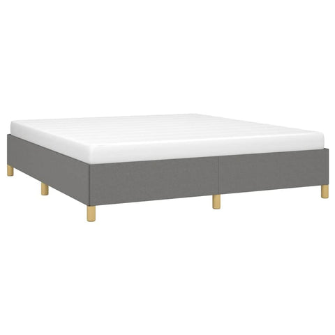 vidaXL Bed Frame Dark Gray Polyester Fabric, Plywood, Engineered Wood King