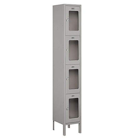 Salsbury Industries S-64162GY-A 12" Four Tier, 1 Wide x 6 Feet High x 12 Inches Deep, Assembled See-Through Metal Locker, Gray