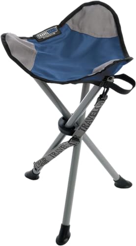 Travel Chair Slacker Tripod Chair for Camping, Lightweight Chair, Adjustable Carry Strap for Easy Transport | Oversized Duck Feet for Improved Stability | Perfect for Outdoor Adventures (Blue)