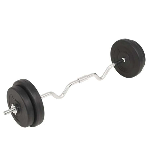 vidaXL Barbell, EZ Curl Bar for Bice Tricep Arm Workouts Bodybuilding Home Gym, V-shaped Bar with Weights, Weightlifting Barbell, 66.1 lb