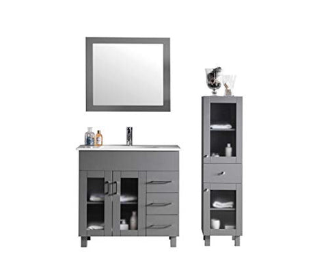 Laviva Nova 36 - Grey Cabinet Ceramic Basin Countertop
