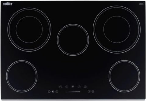 Summit 30" Electric Cooktop, 5-Burners, 208-240V Radiant Cooktop, Black- CR5B30T7B