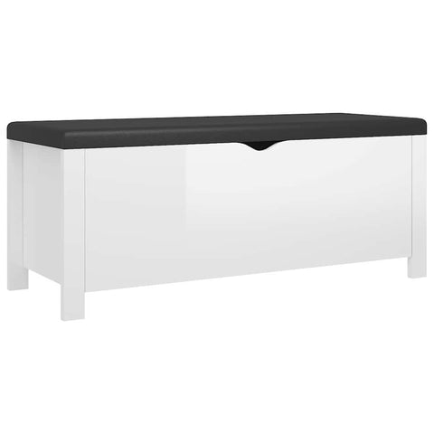 vidaXL Storage Box with Cushion Bench â€“ High Gloss White Organizer â€“ Living Room, Bedroom, Lounge Area