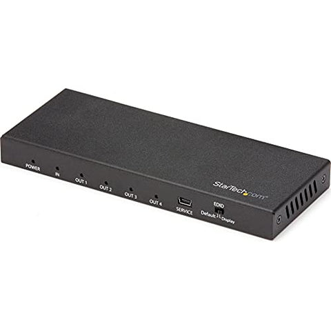 StarTech.com HDMI Splitter - 4-Port - 4K 60Hz - HDMI Splitter 1 In 4 Out - 4 Way HDMI Splitter - HDMI Port Splitter (ST124HD202), Black