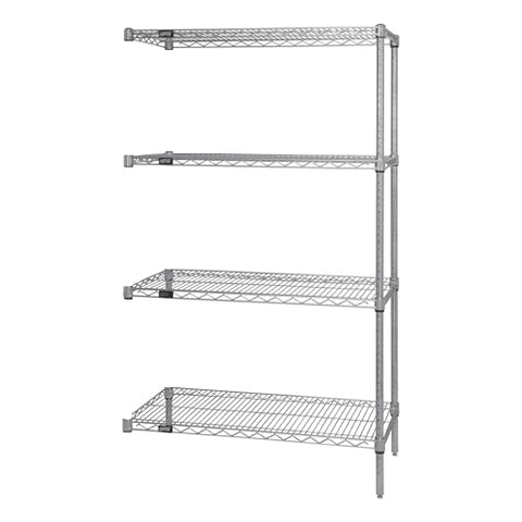 Quantum Storage Systems AD86-1842C Add-On Kit for 86" High 4-Tier Wire Shelving Unit, Chrome Finish, 18" Width x 42" Length x 86" Height