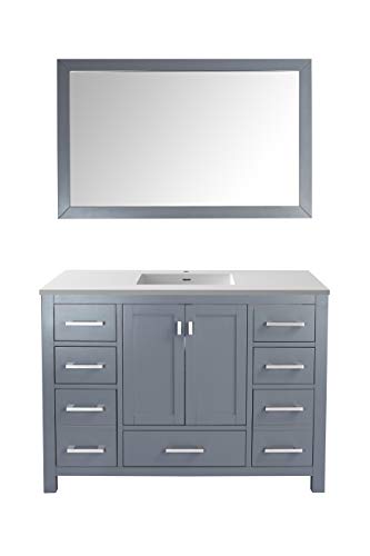 Wilson 48, Grey Cabinet Matte White Viva Stone Surface COUNTERTOP