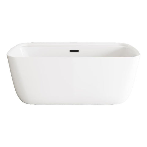 Elegant Kitchen And Bath 59" Soaking Bathtub In Glossy White With Matte Black