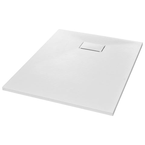 vidaXL Shower Base, Shower Pan with Center Drain, Shower Tray with Low Threshold, Bath Pan for Bathroom, White SMC with Resin Rectangular