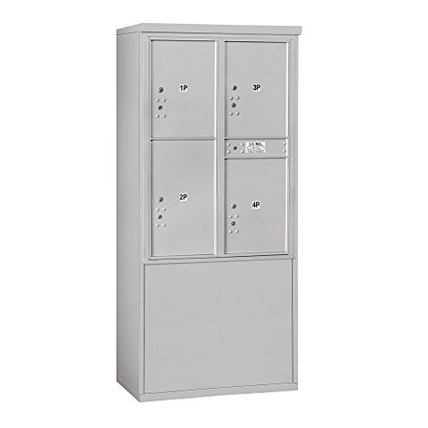 Salsbury Industries 3911D-4PAFU Double Column, 3 PL5's, 1 PL6, USPS Access Free Horizontal 4C Stand Alone Parcel Locker Mailbox, Aluminum