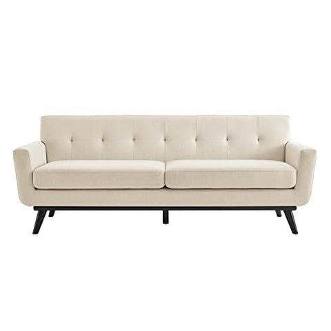 Modway Engage Modern Tufted Back Textured Fabric Sofa in Beige