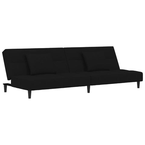 vidaXL 2-Seater Sofa Bed in Black Velvet - Modern Convertible Loveseat Twin Sleeper with Pillows for Living Room, Studio, Office