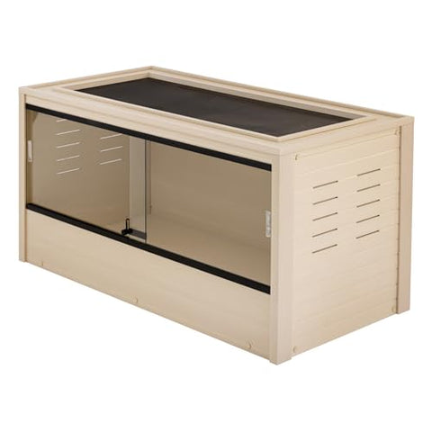 New Age Pet ECOFLEX 48" Mojave Reptile Lounge -Durable Wood Plastic Composite Habitat with Ventilation, Removable Glass Doors & Lock, Easy Assembly, for Tortoises, Snakes, Iguanas