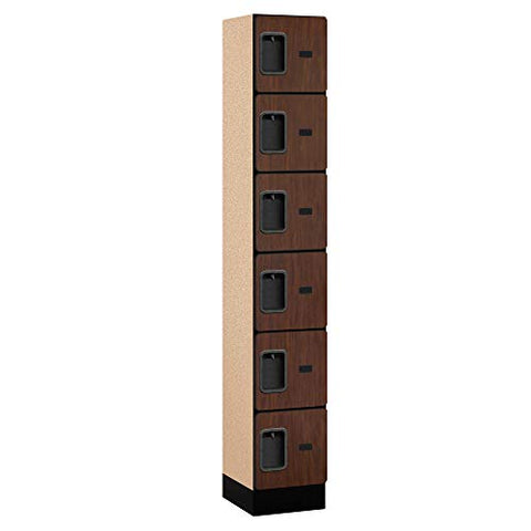 Salsbury Industries Six Tier Box Style Designer Wood Locker, 6' 1" x 15", Mahogany