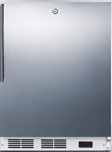 Summit Appliance VT65MLSSHVADA ADA Compliant Freestanding Medical All-Freezer Capable of -25ºC Operation with Lock, Manual Defrost, Wrapped Stainless Steel Door, Thin Handle and White Cabinet
