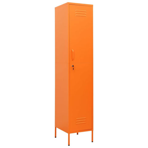 vidaXL Orange Steel Locker Cabinet - Modern Designed Storage Solution with Locks and Adjustable Shelves - Perfect for Office, Room - 13.8"x18.1"x70.9"