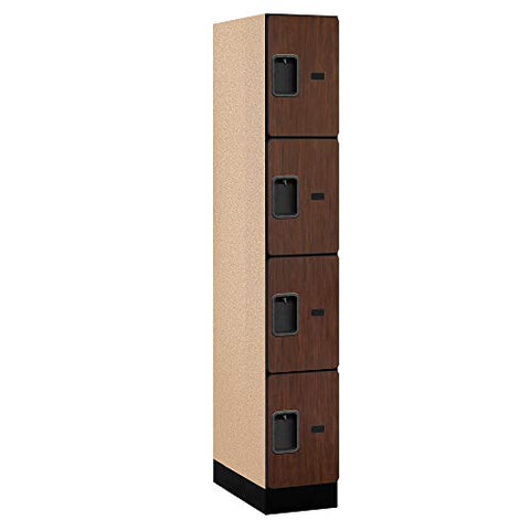 Salsbury Industries Four Tier Designer Wood Locker, Mahogany, 6' 1" x 21"