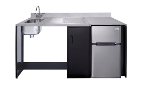 Summit 72" Wide All-in-One Kitchenette, Barrier Free Kitchenette, Refrigerator, Sink, Wheelchair Accessible, Black and Stainless - CK72ADALBFNCK