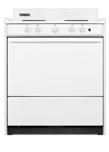 Summit Appliance WEM610R 24" Wide Slide-in Electric Coil Top Range in White with Lower Storage Compartment, Recessed Oven Door, Broiler Pan, Indicator Lights, Push-to-turn Burner Knobs