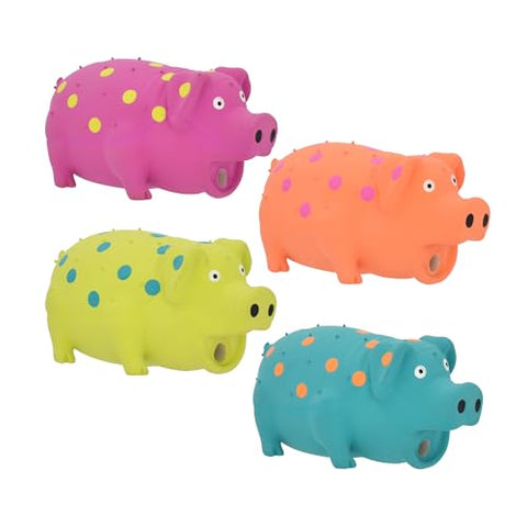 Multipet's 9-Inch Latex Polka Dot Globlet Pig Dog Toy, Assorted Colors, Large