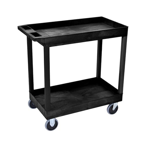 Luxor - Hd High Capacity 2 Tub Shelves Cart in Black (EC11HD-B)