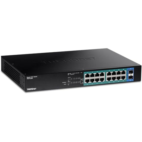 TRENDnet 24-Port Gigabit PoE+ Switch, 24 x Gigabit PoE+ Ports, 370W Power Budget, 48Gbps Switch Capacity, RackMount Kit Included, Ethernet Network Switch, Metal, Lifetime Protection, Black, TPE-TG240G