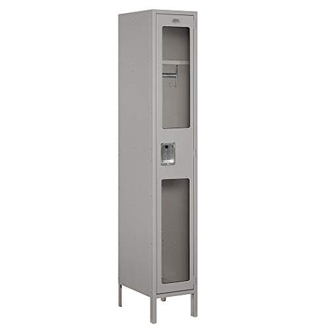 Salsbury Industries S-51168GY-A 15" Single Tier, 1 Wide x 6 Feet High x 18 Inches Deep, Assembled See-Through Metal Locker, Gray